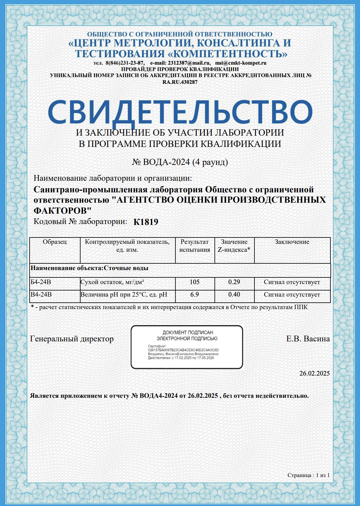 Свидетельство МСИ 2024